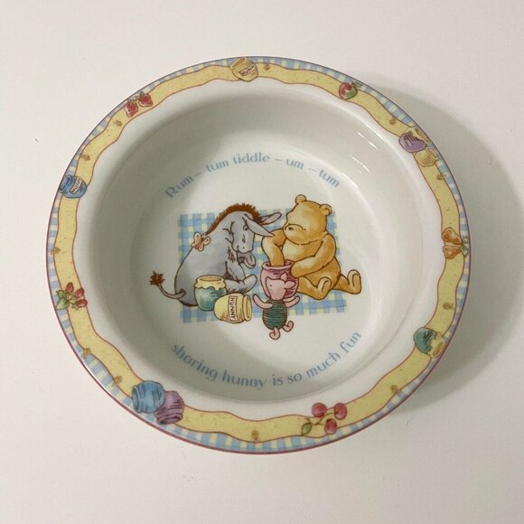 2001 Disney Royal Doulton Winnie the Pooh Baby Bowl Eeyore and Piglet Honey - Picture 1 of 16